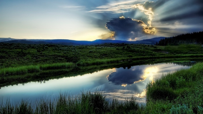 lake, nature