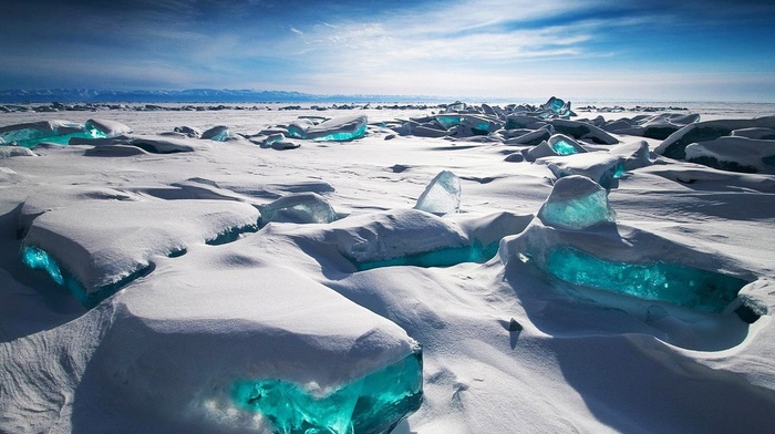 Siberia, snow, sky, Russia, ice, landscape