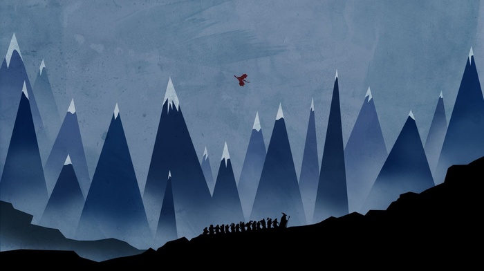 the hobbit, minimalism, mountain, gandalf, Smaug