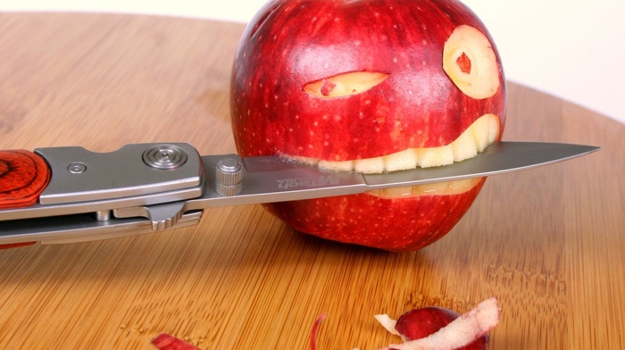 apples, knife