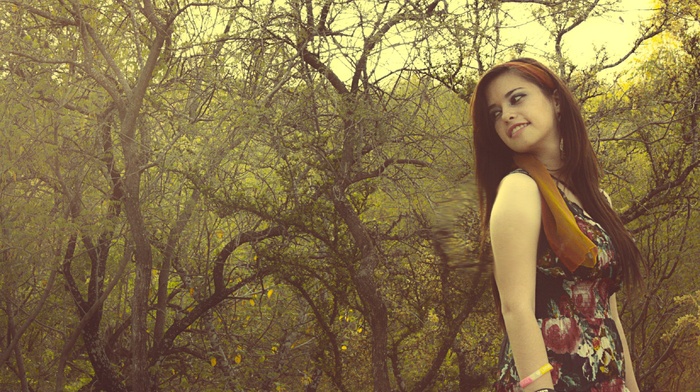 brunette, nature, girl