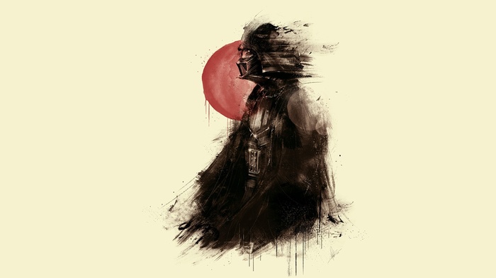 Darth Vader, red, Red sun, Star Wars, painting, artwork