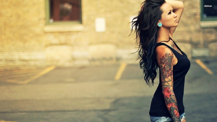 tattoo, dark hair