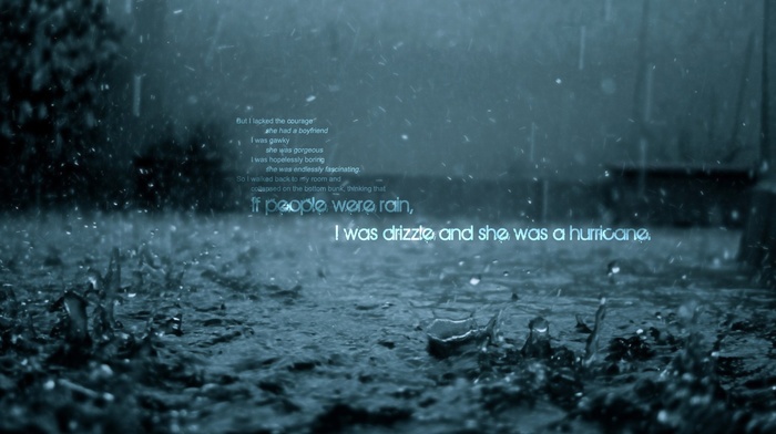 rain, quote, text, John Green