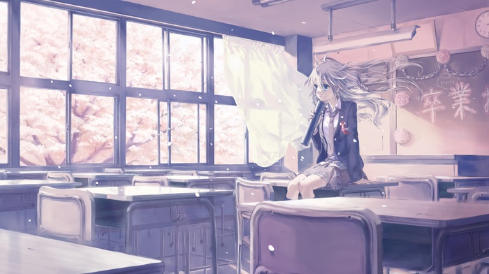 school uniform, classroom, anime, Vocaloid, anime girls, ia vocaloid