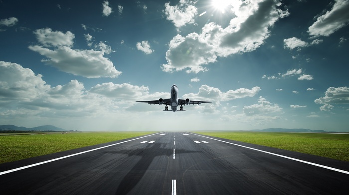 shadow, sky, clouds, aircraft, airplane, Sun