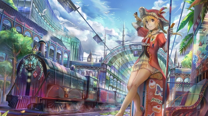 anime, train, girlie