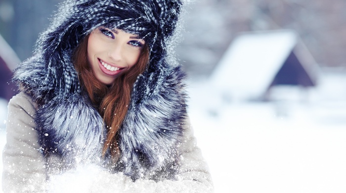 Izabela Magier, snow, girl, model