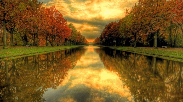 autumn, water, landscape, colorful