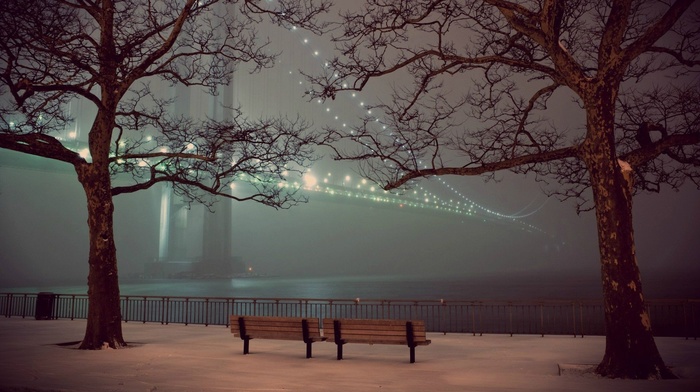 bench, architecture, bridge