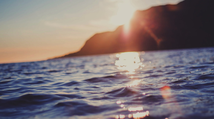 sunlight, water, sea, rock