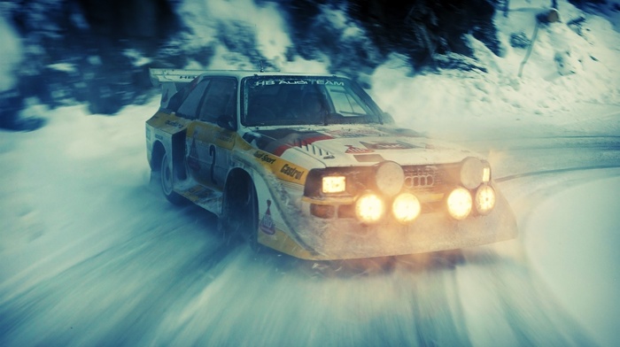 snow, rally cars, audi quattro, drift, Audi