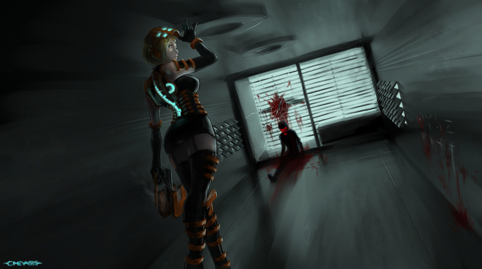 anime, gun, girls