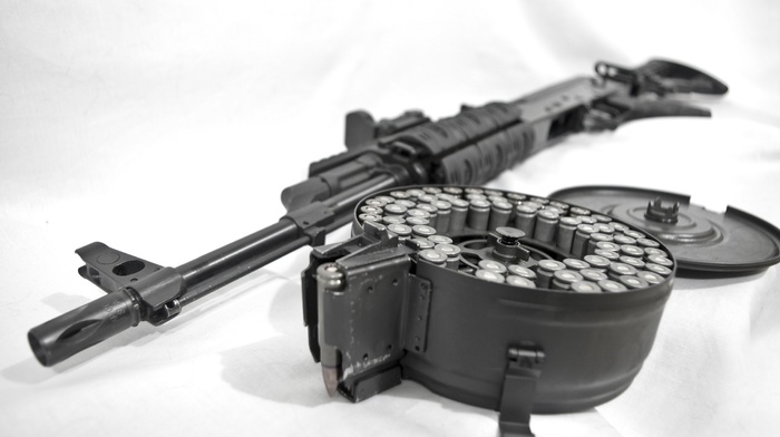 assault rifle, weapon, AK 74, gun, white background