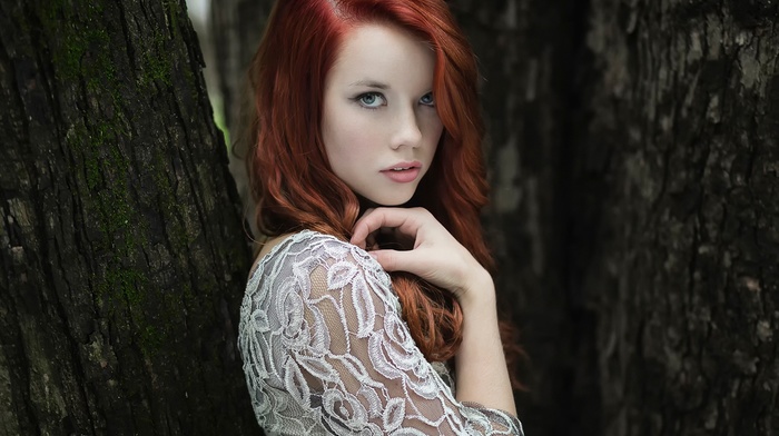 girl outdoors, girl, redhead