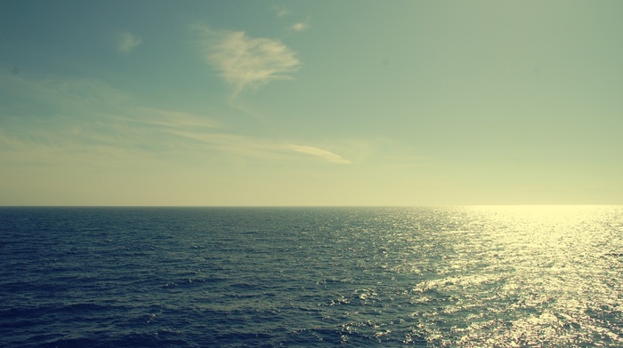 nature, sea, clouds, water, horizon, Sun