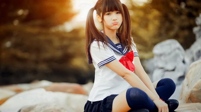 school uniform, cosplay, girl, Asian