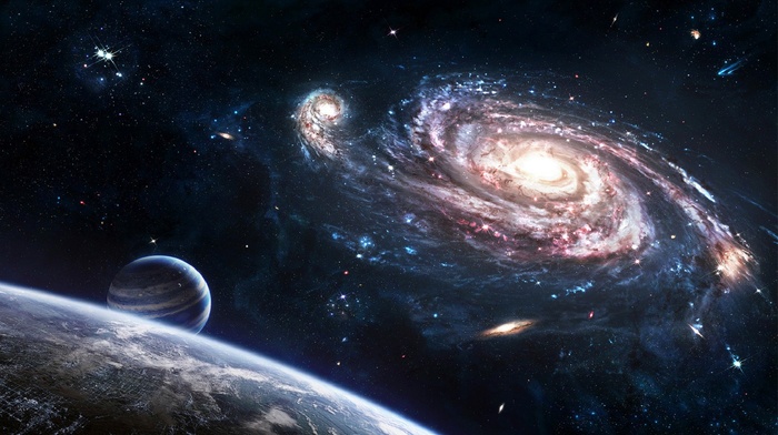 universe, galaxy, planet, stars