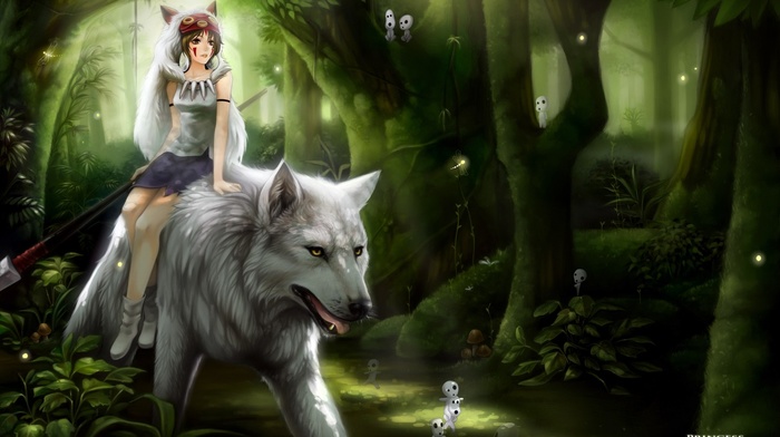 Princess Mononoke, forest, wolf