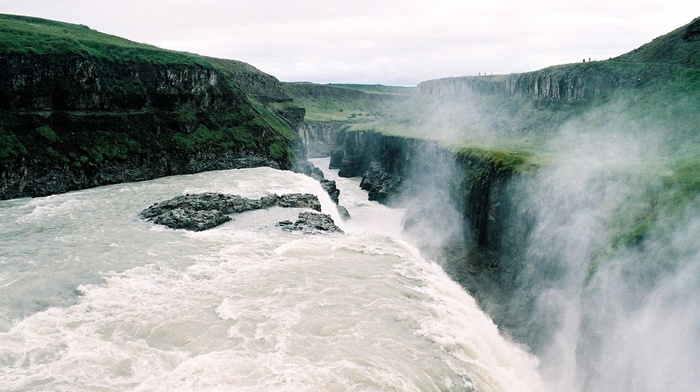 nature, landscape, mist, waterfall