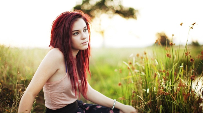 redhead, girl outdoors