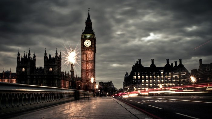 city, building, cityscape, lights, London, HDR, Big Ben, clocktowers