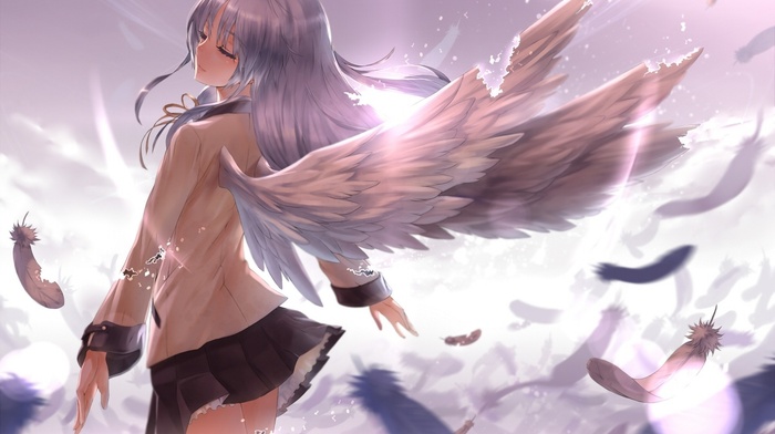 angel, anime girls, angel beats, wings, anime