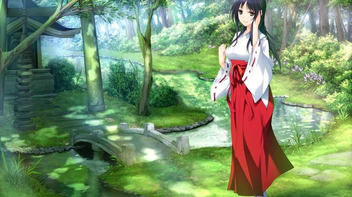 anime girls, nature, kimono