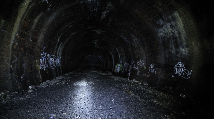 dark, tunnel, night