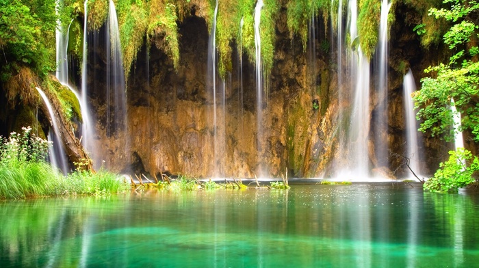 waterfall, nature, pond, tropics