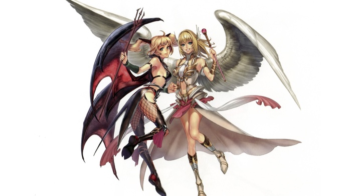 anime, wings, original characters, anime girls