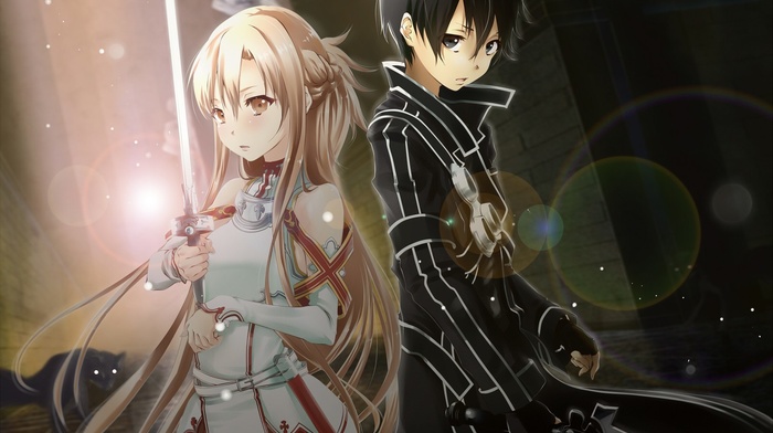 Yuuki Asuna, sword art online, Kirigaya Kazuto, anime, anime girls