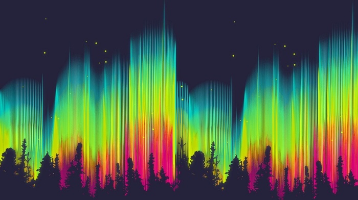 3D, colors, wallpaper, forest, stars, abstraction, background