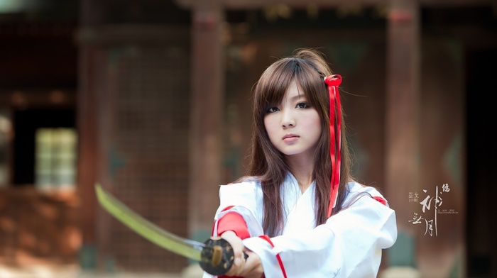 girl, katana, Asian