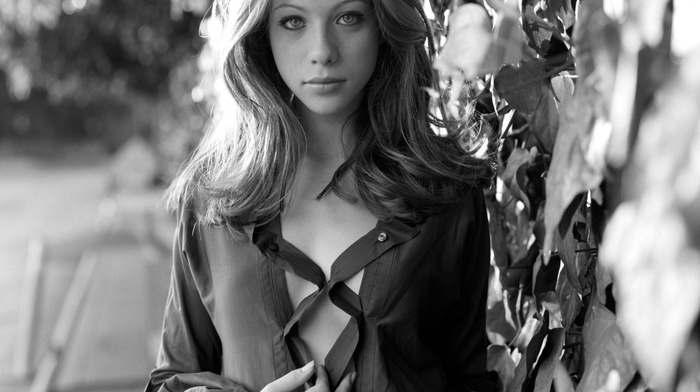 monochrome, long hair