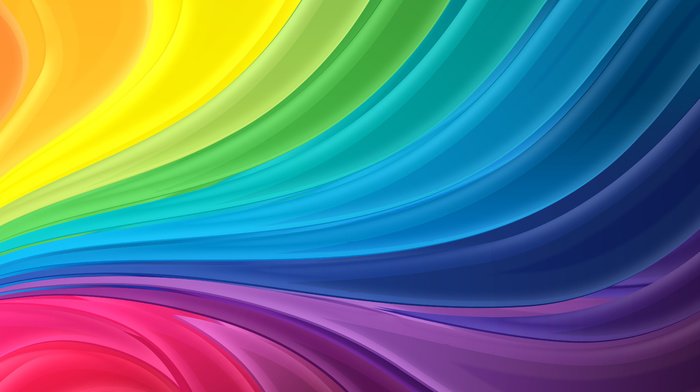 rainbow, waves, stripes, 3D, abstraction
