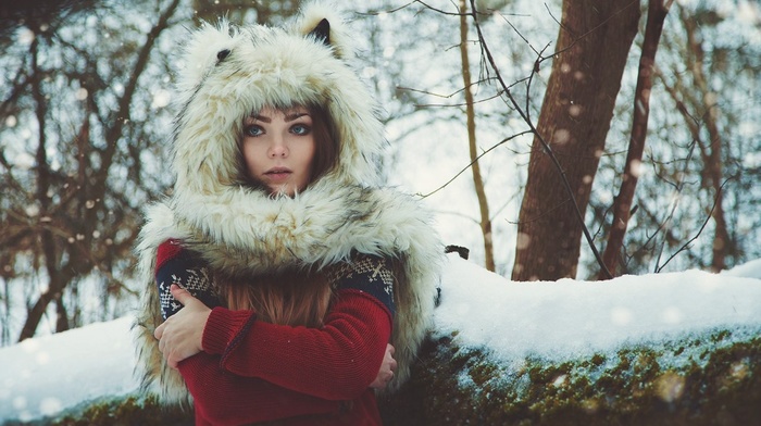 face, snow, girl