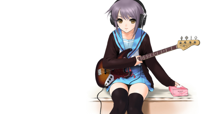 guitar, the melancholy of haruhi suzumiya, nagato yuki