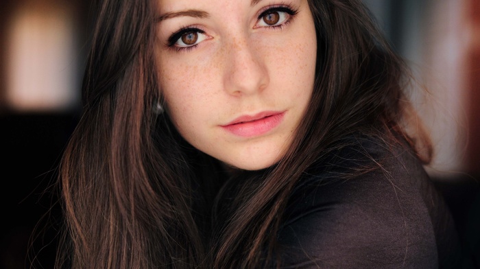 face, brunette, brown eyes, freckles, girl