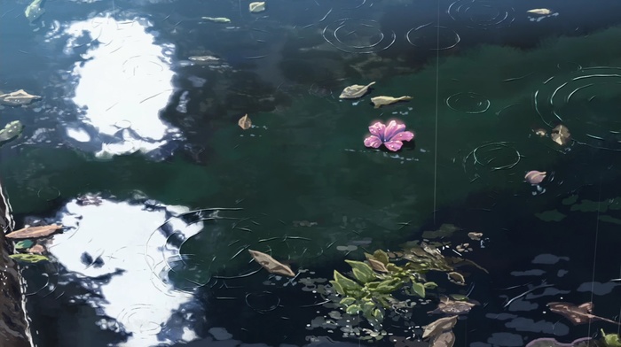 sunlight, rain, Makoto Shinkai, water, flowers, The Garden of Words