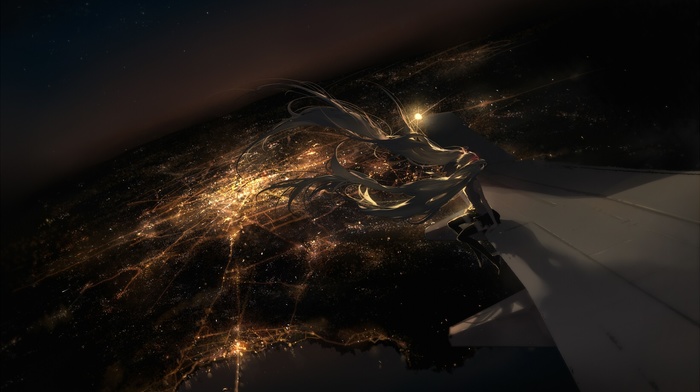 landscape, night, Hatsune Miku
