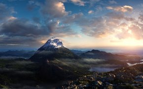 clouds, ice, mountain, landscape