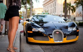 girl, Bugatti Veyron, car