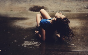 girl, brunette, water