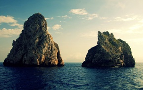 sea, rock formation, rock, island