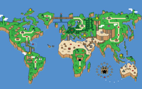 Super Mario, map, minimalism