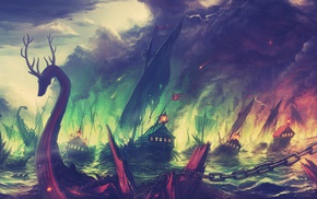 artwork, ship, Game of Thrones, battle
