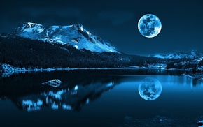 lake, moon