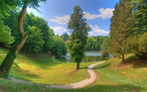 lake, runway, nature, drawing