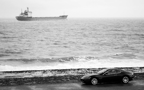 cars, black, ocean, auto